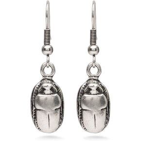 Scarab Earrings - Antique Silver Finish