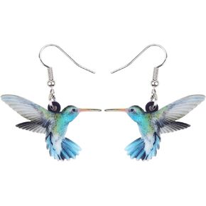 DOWAY Acrylic Flying Hummingbird Earrings Dangle Drop Blue Bird Accerssories Gifts