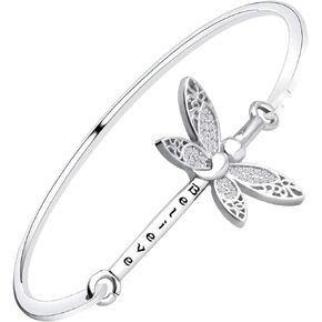 BEKECH Semicolon Butterfly Bangle Bracelet Mental Health Suicide Awareness Depression Semi Colon Jewelry for Fighter Warrior