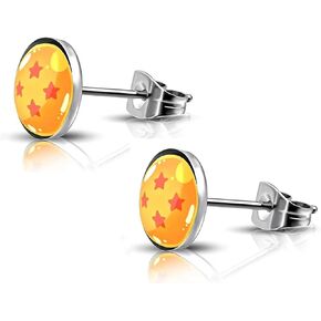 316L Surgical Stainless Steel Anime Earring Round Circle Button Stud Post Earrings 10MM
