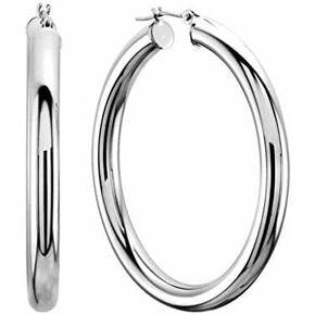 10k REAL Yellow or White Gold 3MM Thickness Classic Polished Round Tube Hoop Earrings with Snap Post Closure For Women in Many Sizes and Gauges (15mm, 25mm, 30mm, 40mm,)