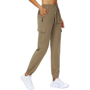 MOUEEY Women's Cargo Joggers Lightweight Quick Dry Athletic Water Resistant Lounge Casual Pants with Zipper Pockets