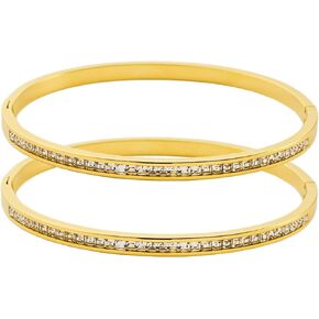 أساور Vessantara الذهبية للنساء، 2 حزمة من أساور الزركونيا المكعبة المطلية بالذهب أساور الصداقة للفتيات سوار حجر الراين الذهبي هدايا الأصدقاء للنساء in Kuwait