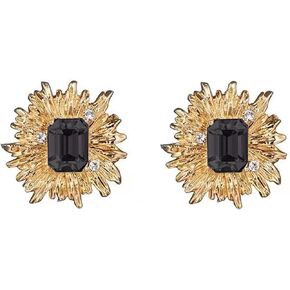 Chunky Gold Earrings for Women Vintage Flower Earrings Colourful Cubic Zirconia Sunflower Stud Earrings Hypoallergenic Gold CZ Statement Earrings Valentine's Day Jewelry Gifts for Girls