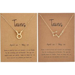 2Pcs Gold Zodiac Necklace Set 12 Constellation Moon Pendant Necklace Zodiac Jewelry Gifts