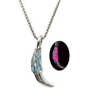 Wolf Tooth Pendant Necklace Luminous Animal Wolf Flame Necklace for Women Men Indian Teeth Tribe Jewelry