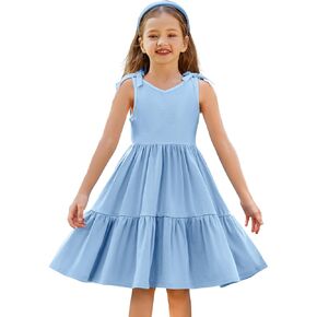 Arshiner Toddler Summer Dress Little Girls Casual Beach Party Bowknot Sling Sundress with Pocket