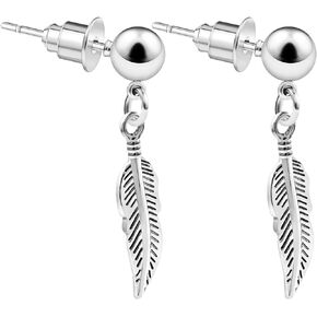 2PCS Stainless Steel Dangle studded simple Ear Stud Feather Cartilage Lobe Earrings Tragus Piercing Jewelry 3672