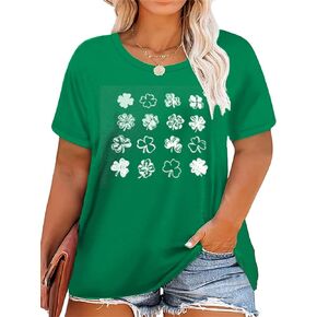 Women Plus Size St Patricks Day Shirt Shenanigans Coordinator Letter Print Tee Lucky Shamrock Graphic Short Sleeve Tops