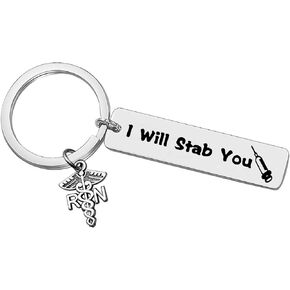 Funny Nurse Keychain Gifts I Will Stab You Keyring Medical Student Gift Nurse Graduation Jewelry Nursing Student Keychain Appreciation Gift for Nurse Doctor Christmas Birthday Gift for Nurse