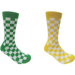 Tango11s Checkered World Men Cave Trouser Novelty Fun Crew Print Socks for Dress or Casual (2 Pack)(Size 10-13)