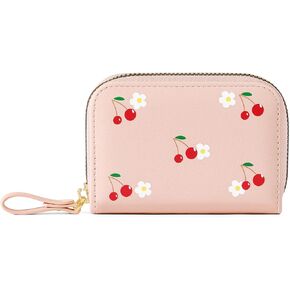 NVKIC حاملي بطاقات الائتمان لطيف للنساء نمط الفاكهة البريدي حول فو الجلود محفظة ضئيلة للفتيات النقدية محفظة نسائية للعملات المعدنية اللون الوردي in Kuwait