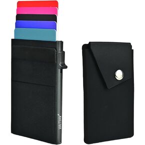 VIATIAV Minimalist Wallets for Men, DIY Pop Up Wallets RFID Blocking with Money Coin Pocket, Slim Bank Card Holder with Double Elastic Money Pocket (Black)