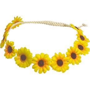 Sunflower Crown Hippies Daisy Hair Wreath Bridal Headpiece Photo Props (white)