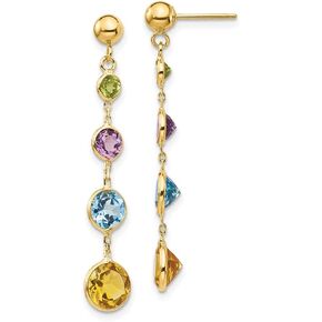 Diamond2Deal 14k Yellow Gold Multi-Gemstone Dangle Earrings for Women in Saudi Arabia