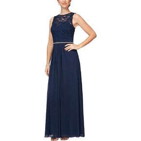 Alex Evenings Women's Long Sleeveless A-Line Dress