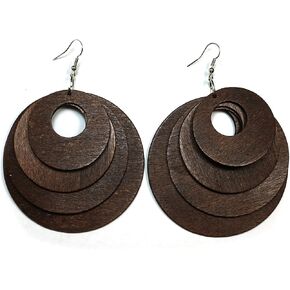 Teri's Boutique Boho Assorted Size Round Circle Dangle Fashion Jewelry Wood Earrings
