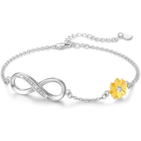 ECHOOY Sunflower Bracelet 925 Sterling Silver Infinity Sunflower Adjustable Bracelet Sunflower Jewelry Infinity Jewelry Gifts for Women Girls Birthday Christmas in Kuwait