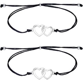 QMEXINS Mother Daughter Heart Bracelets Mommy and Me Matching Wish Bracelets, Mother's Day Birthday Jewelry Gifts for Women Girls 