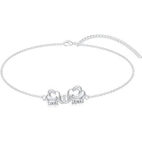 LWXIE Diamond Elephant Bracelet for Women 925 Sterling Silver Cute Elephant Bracelets with Lab Grown Diamonds Jewelry Gifts for Mom Wife Girlfriend Daughter Sister Friend