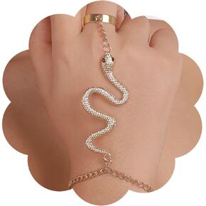 Punk Snake Bracelet for Women Girls Adjustable Finger Ring Bracelet Retro Slave Hand Harness Chain Bracelet Dainty Snake Hand Chain Jewelry for Party Prom