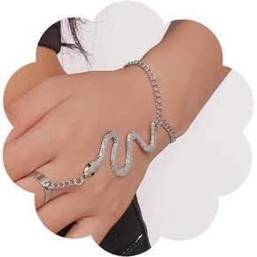 Punk Snake Bracelet for Women Girls Adjustable Finger Ring Bracelet Retro Slave Hand Harness Chain Bracelet Dainty Snake Hand Chain Jewelry for Party Prom