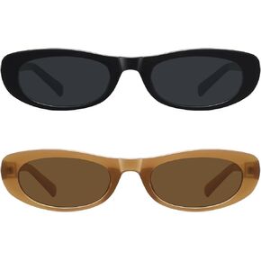 STORYCOAST Narrow Retro Oval Sunglasses for Women Men Fashion Small Frame Sun Glasses 90s Vintage Style