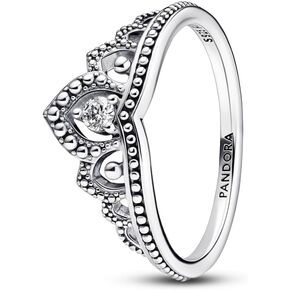 Pandora Regal Beaded Tiara Ring - Crown Silver Ring for Women - Sterling Silver with Clear Cubic Zirconia - With Gift Box