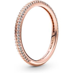 Pandora ME Pavé Ring - Rose Gold Ring for Women - Layering or Stackable Ring - Gift for Her - 14k Rose Gold-Plated with Cubic Zirconia - With Gift Box