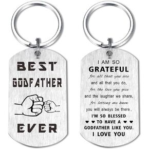 Godfather Gifts - Godfather Keychain from Godchild - Christmas Father's Day Key Chain Gift for God Father