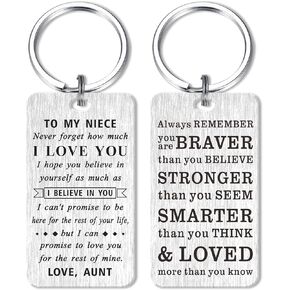 MOQIYXL To My Niece Keychain Gifts Inspirational Quotes, Never Forget I Love You