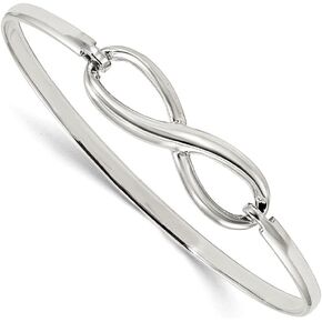 Diamond2Deal Sterling Silver Infinity Bangle Bracelet for Women (L- 7", W- 3.3 mm)