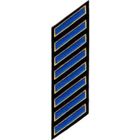 Uniform Service Hash Marks - Royal Blue/Medium Gold Stripes on Black Felt Backing for Law Enforcement and Security - 8 Count (Easily Cut to Fit Desired Hashmark Count Needed)