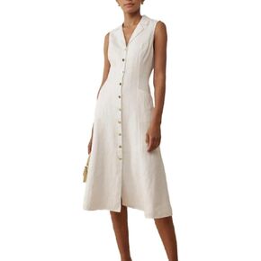 Women's Summer Sleeveless Dress 2023 Casual Lapel Button Down A Line Midi Dresses with Pockets