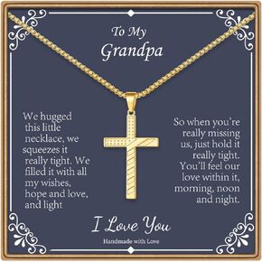 IEFLIFE Cross Necklaces Gifts for Men, Black/Silver/Gold American Flag Cross Necklaces for Men Baptism Religious Gifts for Men Fathers Day Christmas Gifts for Dad Step Dad Son Grandpa Boyfriend