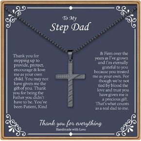 IEFLIFE Cross Necklaces Gifts for Men, Black/Silver/Gold American Flag Cross Necklaces for Men Baptism Religious Gifts for Men Fathers Day Christmas Gifts for Dad Step Dad Son Grandpa Boyfriend