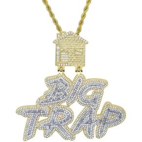 通用 Iced Out Bling Cool Rock Punk Men Jewelry 5A Cubic Zirconia CZ Hip Hop Big Trap House Pendant Necklace