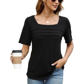 CiCiBird Women Casual Short Sleeve T Shirt Cute Square Neck Tops Tee Summer Trendy Blouse 2024
