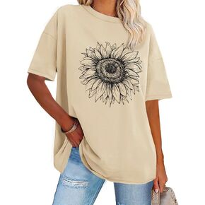 Womens Oversized Tshirt Graphic Tees Crew Neck Summer Short Sleeve Loose Fit Tops