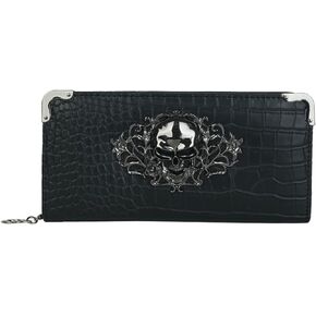 WJXFHTD 1PCS Goth Wallet Skull Clutch Bag Skull Wallet Skull Wallets for Women PU Leather Clutch Bag Gothic Wallet Gothic Purse (Green)