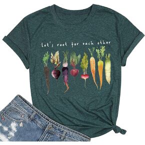Let's Root for Each Other Plants Shirt for Women Novelty Vegetable Graphic Gardening Tees Funny Plant Lover T-Shirt