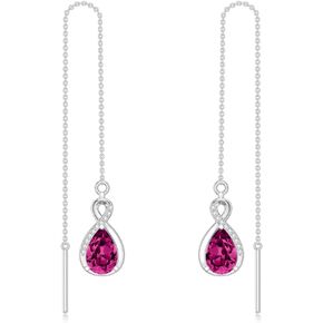 LELOUCHY Infinity Threader Earrings Long Chain Drop Earrings 925 Sterling Silver 12 Birthstone Birthday Jewelry Gifts for Women