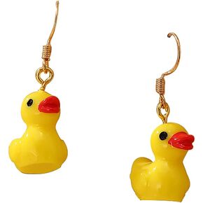 Cute Duck Dangle Earrings Colorful Yellow Blue Purple Duck Animal Resin Drop Earrings for Women Girls Jewelry