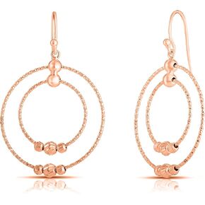 Savlano 925 Sterling Silver Double Hoop Dangle Drop Earrings - 18K Gold Plated Earrings for Women and Girls - Made in Italy Comes With Savlano Gift Box