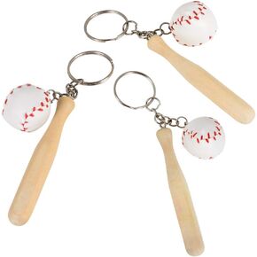 Rhode Island Novelty Baseball & Wooden Bat Keychains, 3-Inch, Pack of 12