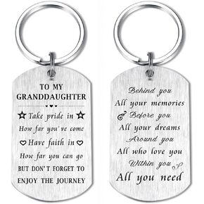 Laluminter Granddaughter Gifts - Best Granddaughter Ever Keychain - Graduation Christmas Gift for Grand Daughter