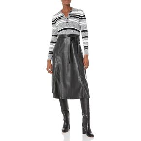 Shoshanna Women's Avril Leather Melange Knit Midi Dress in Saudi Arabia