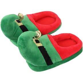 Happyyami 1 Pair Christmas Santa Claus Slippers Christmas Elf Slippers Adults Plush Slippers Elf Costume Accessories Santa Plush Slippers Non Slip Slippers for Christmas Holiday