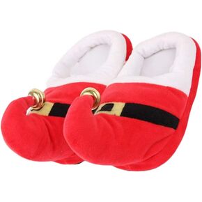 Happyyami 1 Pair Christmas Santa Claus Slippers Christmas Elf Slippers Adults Plush Slippers Elf Costume Accessories Santa Plush Slippers Non Slip Slippers for Christmas Holiday