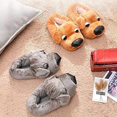 Women and Kids Cute Dogs Indoor Slippers Cute Dogs Slippers Indoor Slippers Warm Memory Foam Cotton Home Slippers Soft Cozy Home Shoes Cute Fluffy Slippers in Saudi Arabia